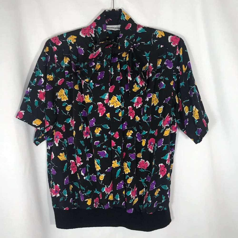 Retro Alfred Dunner 80s 90s Ascot Tie Neck Blouse